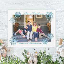 Cartes Pour Fêtes Annuelles Blue Chimmerge Chic Snowflake photo de vacances
