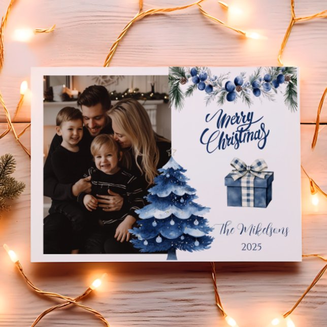 Cartes Pour Fêtes Annuelles Blue Chinoiserie Christmas Photo (Créateur téléchargé)