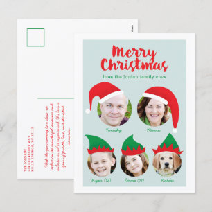 Cartes Pour Fêtes Annuelles Blue Christmas Crew Family Five Photo Holiday