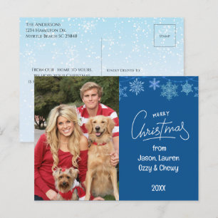 Cartes Pour Fêtes Annuelles Blue Christmas Famille Photo Animaux