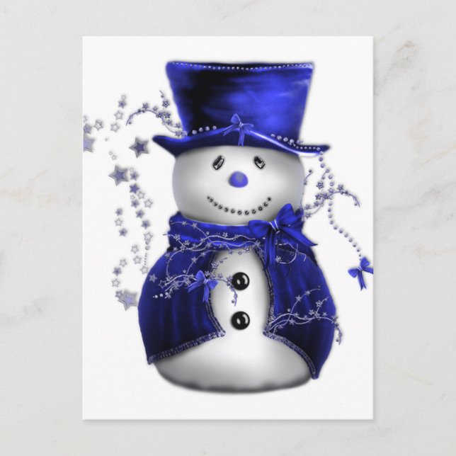 Cartes Pour Fêtes Annuelles Blue Christmas Snowman (Devant)