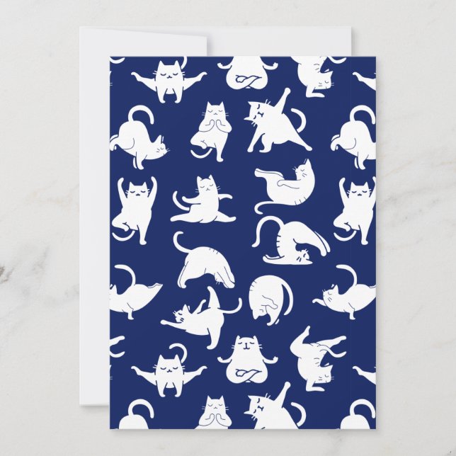 Cartes Pour Fêtes Annuelles Blue Funny Cat In Yoga Sports (Devant)