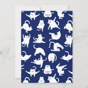 Cartes Pour Fêtes Annuelles Blue Funny Cat In Yoga Sports