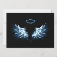 Blue Glowing Angel Wings on black background
