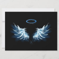 Blue Glowing Angel Wings on black background