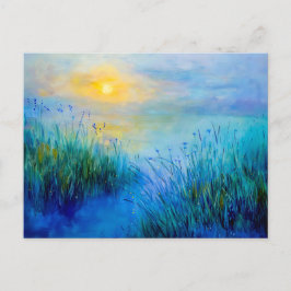 Cartes Pour Fêtes Annuelles Blue Grasslands au lever du jour