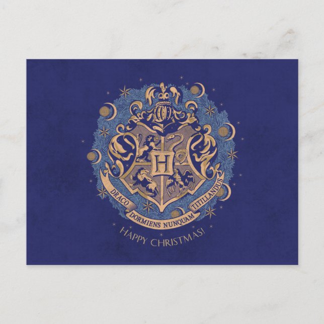 Cartes Pour Fêtes Annuelles Blue HOGWARTS™ Crest Holiday Wreath (Devant)