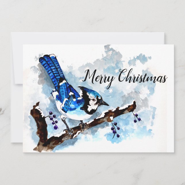 Cartes Pour Fêtes Annuelles Blue Jay Winter (Devant)