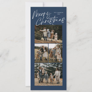 Cartes Pour Fêtes Annuelles Blue Joyeux Noël Calligraphie Cinq mince photo