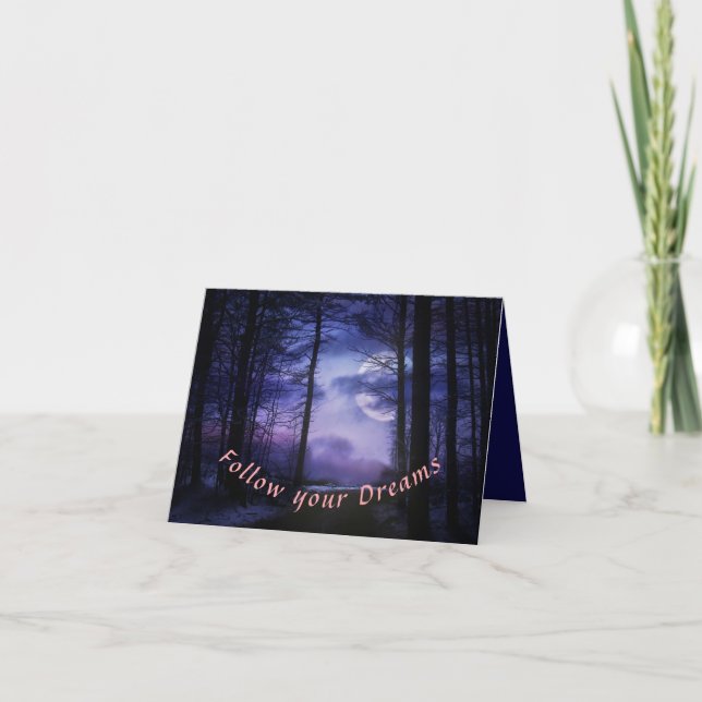 Cartes Pour Fêtes Annuelles Blue Moon Inspiration rose Suivez vos rêves (Devant)