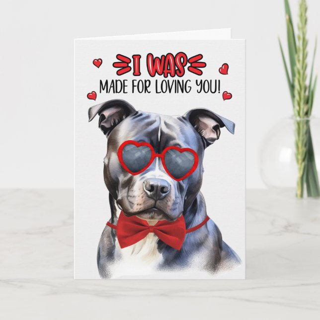 Cartes Pour Fêtes Annuelles Blue Nez Pit Bull Chien Vous Aimant Valentine (Devant)