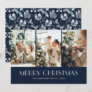 Cartes Pour Fêtes Annuelles Blue Nordic Fox Photo Collage Joyeux Noël