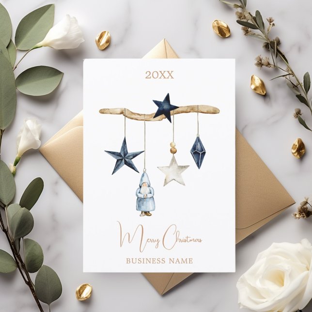 Cartes Pour Fêtes Annuelles Blue nordic stars gnome affaires Noël (Créateur téléchargé)