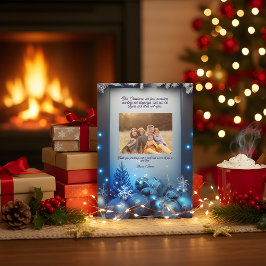 Cartes Pour Fêtes Annuelles Blue Plaid Portrait Photo Christmas Holiday Card
