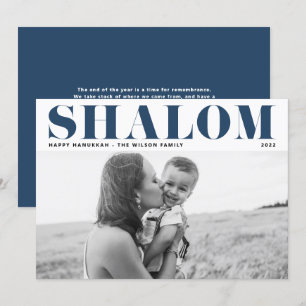 Cartes Pour Fêtes Annuelles Blue Shalom Bold Typographie Happy Hanoukka Photo