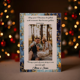 Cartes Pour Fêtes Annuelles Blue Snow Plaid Portrait Photo Christmas Holiday 