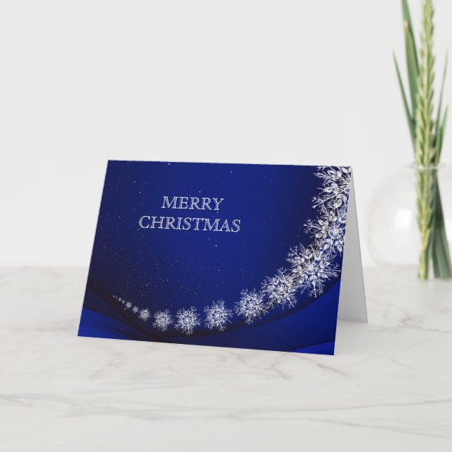 Cartes Pour Fêtes Annuelles Blue Snowflake confetti Faux Foil Joyeux Noël (Devant)