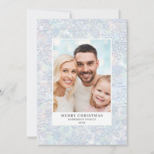 Cartes Pour Fêtes Annuelles Blue Snowflake Photo Noël