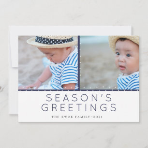 Cartes Pour Fêtes Annuelles Blue Tidings Polka Dot Photo Salutations