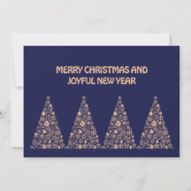 Blue wish card New Year with tree Christmas 
