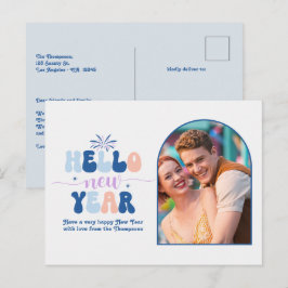 Cartes Pour Fêtes Annuelles Blueberry Cream New Year Retro Modern Blue Photo