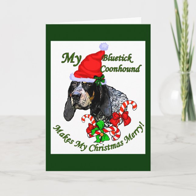 Cartes Pour Fêtes Annuelles Bluetick Coonhound cadeaux de Noël (Devant)