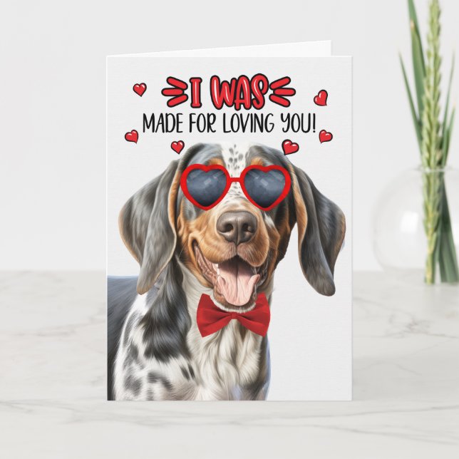 Cartes Pour Fêtes Annuelles Bluetick Coonhound Chien Fabriqué Vous Aimer Valen (Devant)