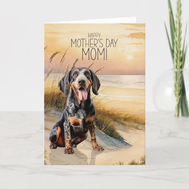 Cartes Pour Fêtes Annuelles Bluetick Coonhound Dog Sunset Beach Mother's Day (Devant)