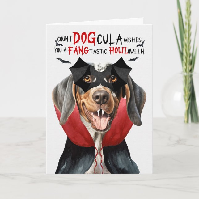 Cartes Pour Fêtes Annuelles Bluetick Coonhound Funny Count DOGcula Halloween (Devant)