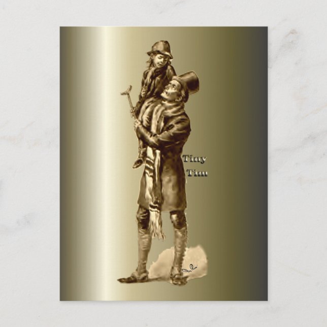 Cartes Pour Fêtes Annuelles Bob Cratchit et Tiny Tim Christmas Carol (Devant)