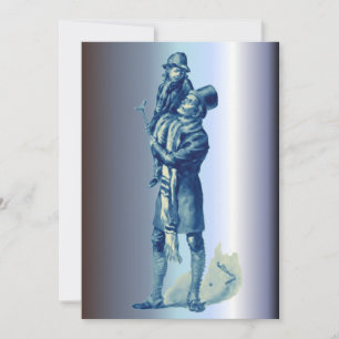 Cartes Pour Fêtes Annuelles Bob Cratchit tenant Tiny Tim Christmas Carol