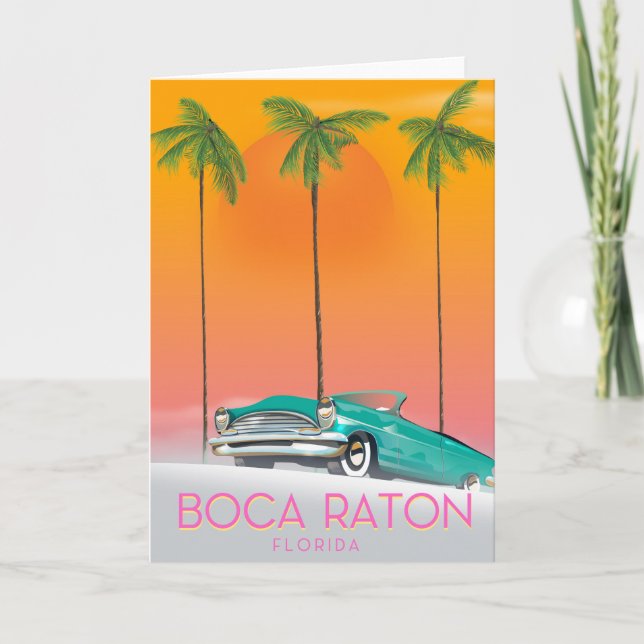 Cartes Pour Fêtes Annuelles Boca Raton Florida affiche de voyage. (Devant)