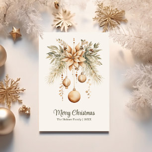 Cartes Pour Fêtes Annuelles Boho Aquarelle Floral Ornement de Noël
