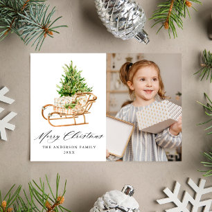 Cartes Pour Fêtes Annuelles Boho aquarelle photo de l'aube de Noël