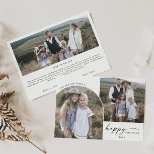 Cartes Pour Fêtes Annuelles Boho Arch moderne 3 Photos de famille Nouvelles