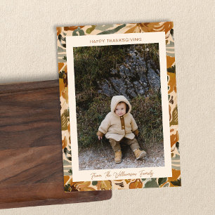 Cartes Pour Fêtes Annuelles Boho Automne Terracotta Floral Photo Thanksgiving