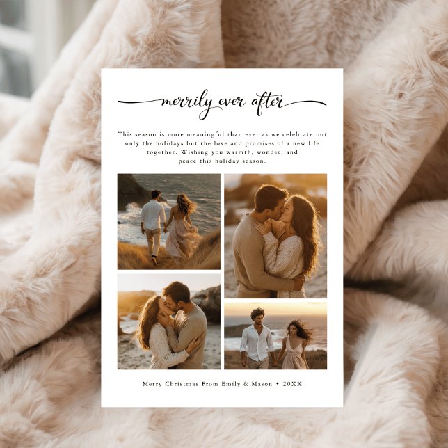 Cartes Pour Fêtes Annuelles Boho Beach 4 Photo Merrily Ever After Wedding (Créateur téléchargé)