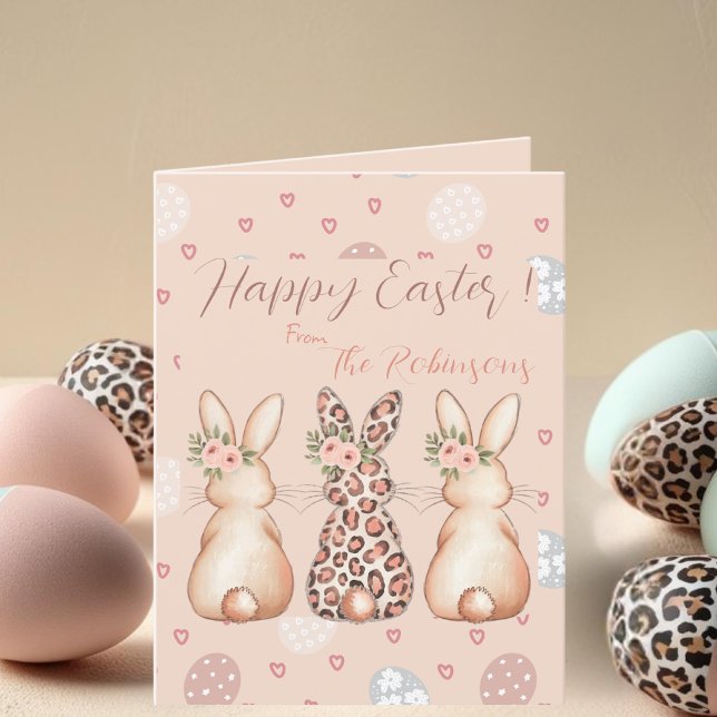 Cartes Pour Fêtes Annuelles Boho Bunny Joyeux Pâques coutume (Boho Bunny Happy Easter custom Holiday Card)