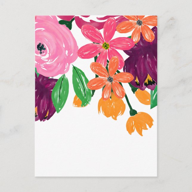 Cartes Pour Fêtes Annuelles Boho Chic Aquarelle Bourgogne Rose Fleurs (Devant)