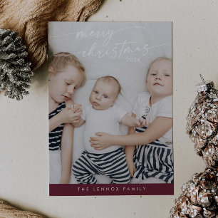 Cartes Pour Fêtes Annuelles Boho Chic Bourgogne Cute Photo unique Noël