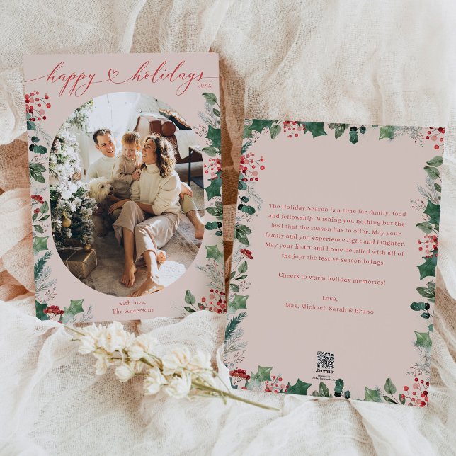 Cartes Pour Fêtes Annuelles Boho Chic Calligraphie Blush Pink Photo (Créateur téléchargé)