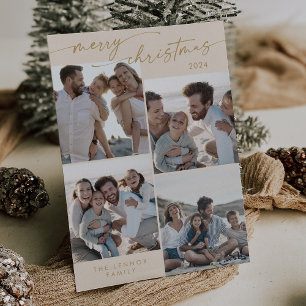 Cartes Pour Fêtes Annuelles Boho Chic Cream Gold Xmas Photo Noël unique