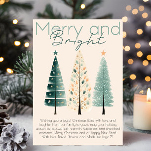 Cartes Pour Fêtes Annuelles Boho Chic minimaliste Main dessinée Arbres de Noël