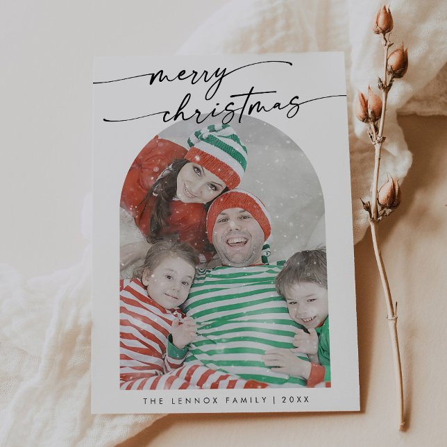 Cartes Pour Fêtes Annuelles Boho Chic noir blanc amusant Famille Photo Noël (Créateur téléchargé)