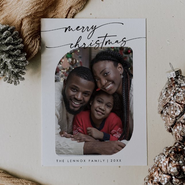 Cartes Pour Fêtes Annuelles Boho Chic noir blanc photo joyeux Noël (Créateur téléchargé)