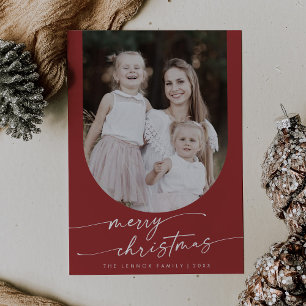 Cartes Pour Fêtes Annuelles Boho Chic Rouge Photo Boho Famille Noël