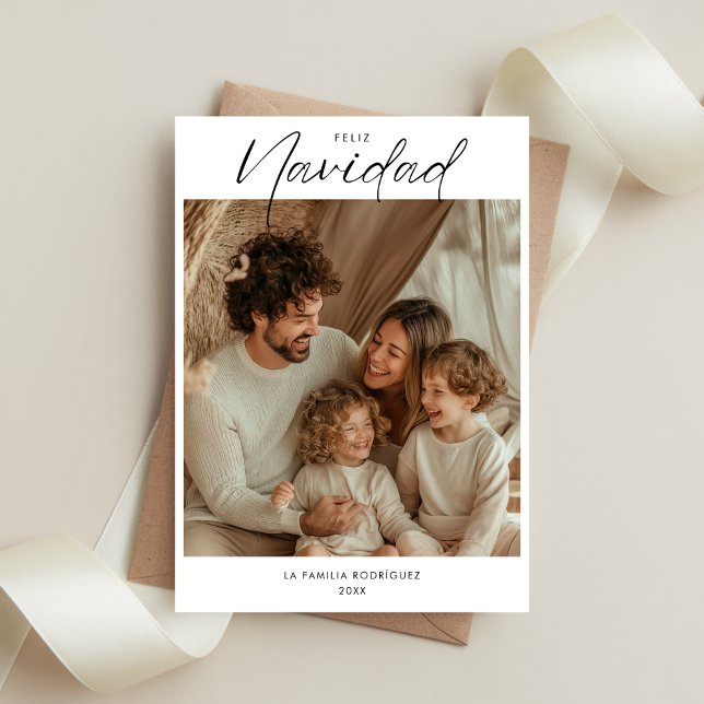 Cartes Pour Fêtes Annuelles Boho Christmas Feliz Navidad Photo Famille (Créateur téléchargé)