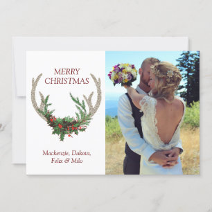 Cartes Pour Fêtes Annuelles Boho Deer Antlers   Rustic Christmas Floral Photo