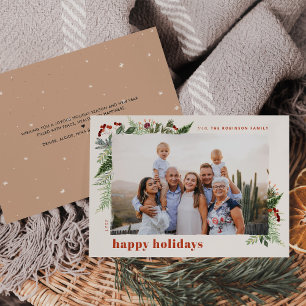 Cartes Pour Fêtes Annuelles Boho Earthy Beige Terracotta Aquarelle Vert