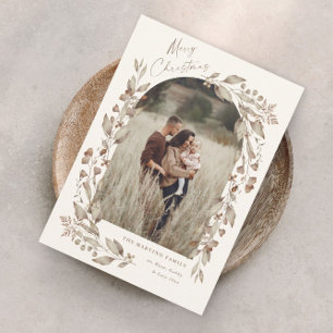 Cartes Pour Fêtes Annuelles Boho Fleur sauvage Arch Photo Noël